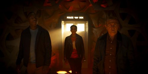 Tosin Cole, Mandip Gill, and Bradley Walsh in The Ghost Monument