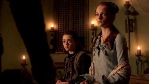 Arya and Sansa in GOT 1x06 - A Golden Crown