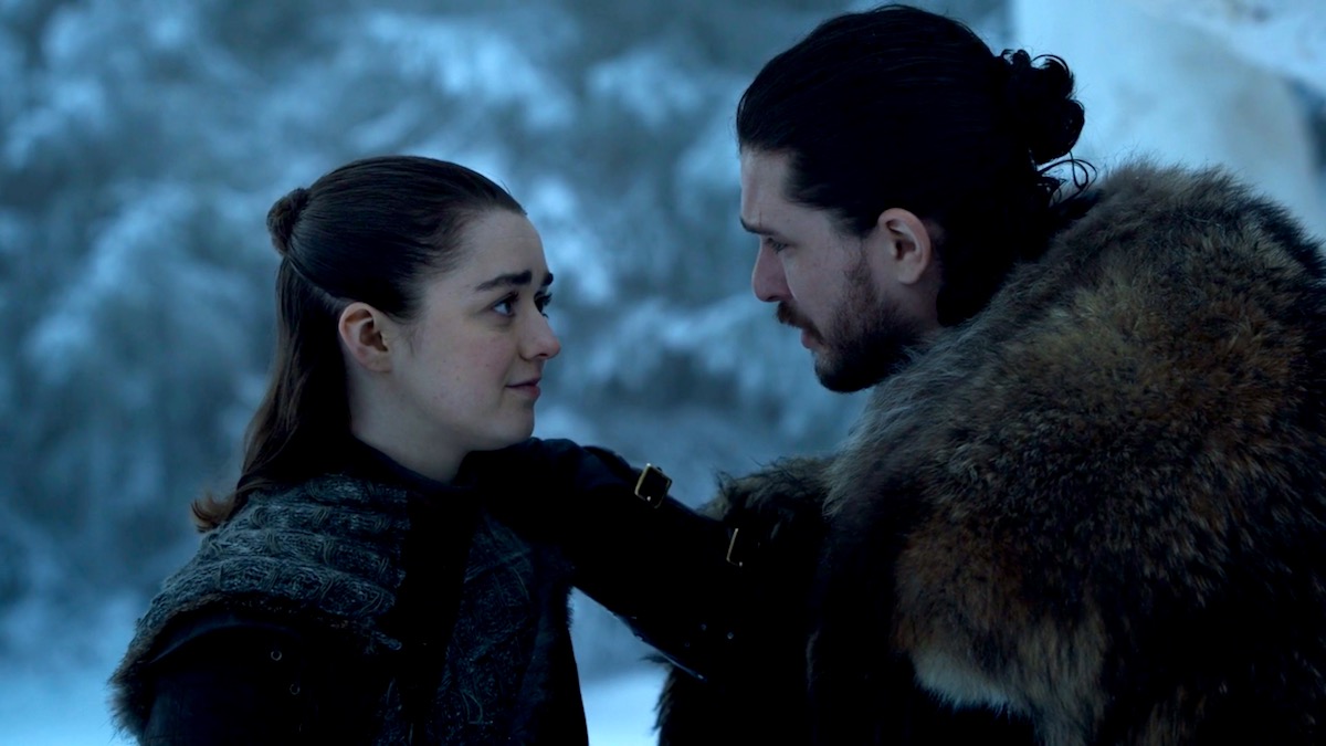 Arya and Jon in GoT 8x01 - Winterfell