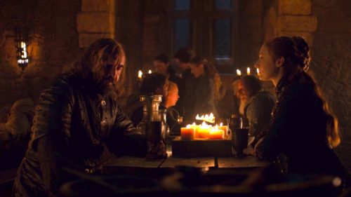 The Hound and Sansa in GoT 8x04 - The Last of the Starks