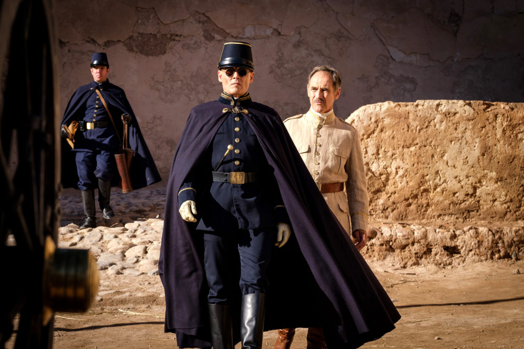 Johnny Depp and Mark Rylance in WAITING FOR THE BARBARIANS