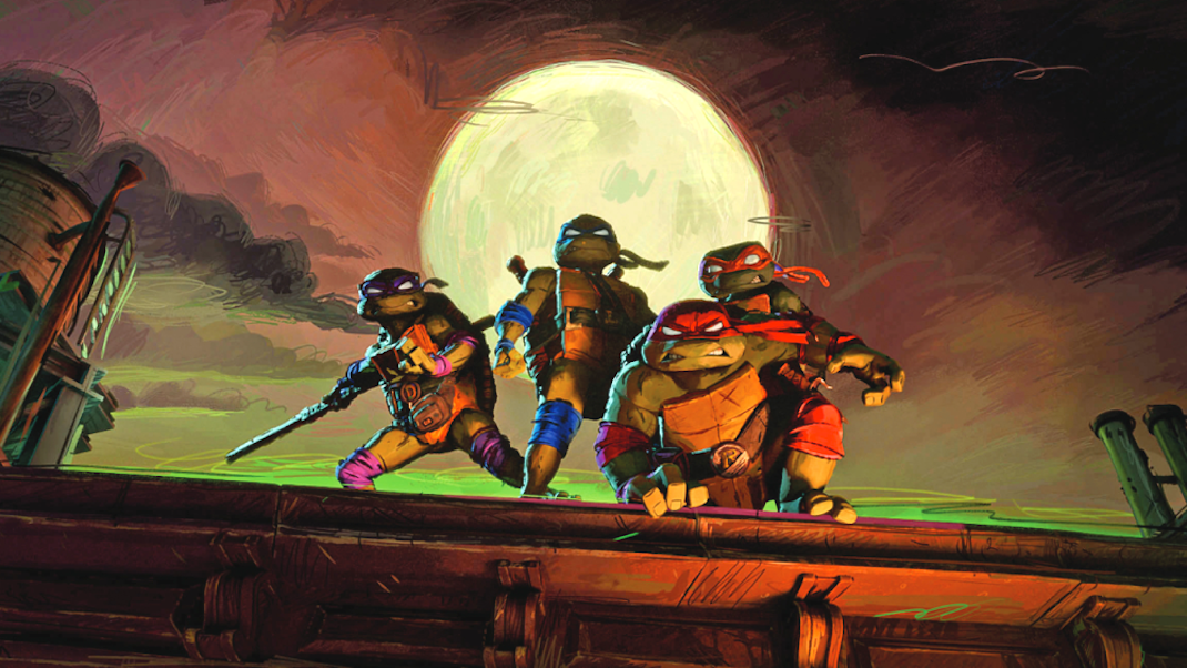 They're mutant turtles. They're teenage ninjas. They're teenagers. There are four of them, standing on a rooftop.